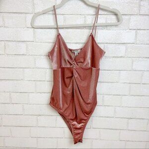 TopShop Blush Velvet Body Suit Size 4 (O18)